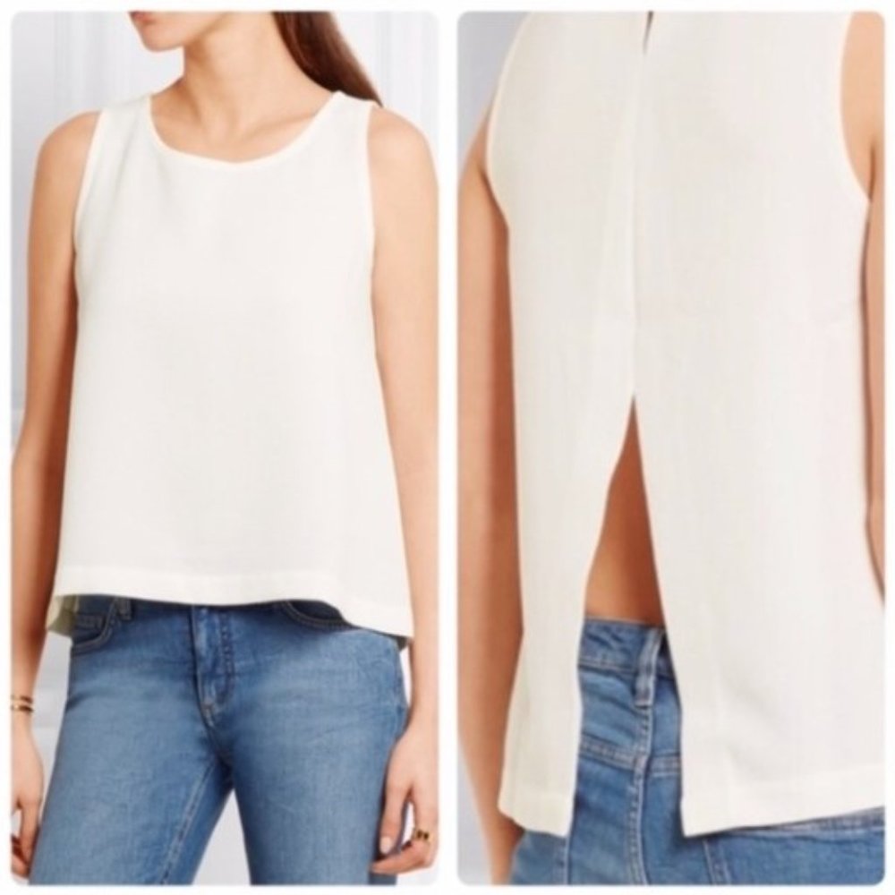 Madewell Daynight split back textured white tank blouse XXS